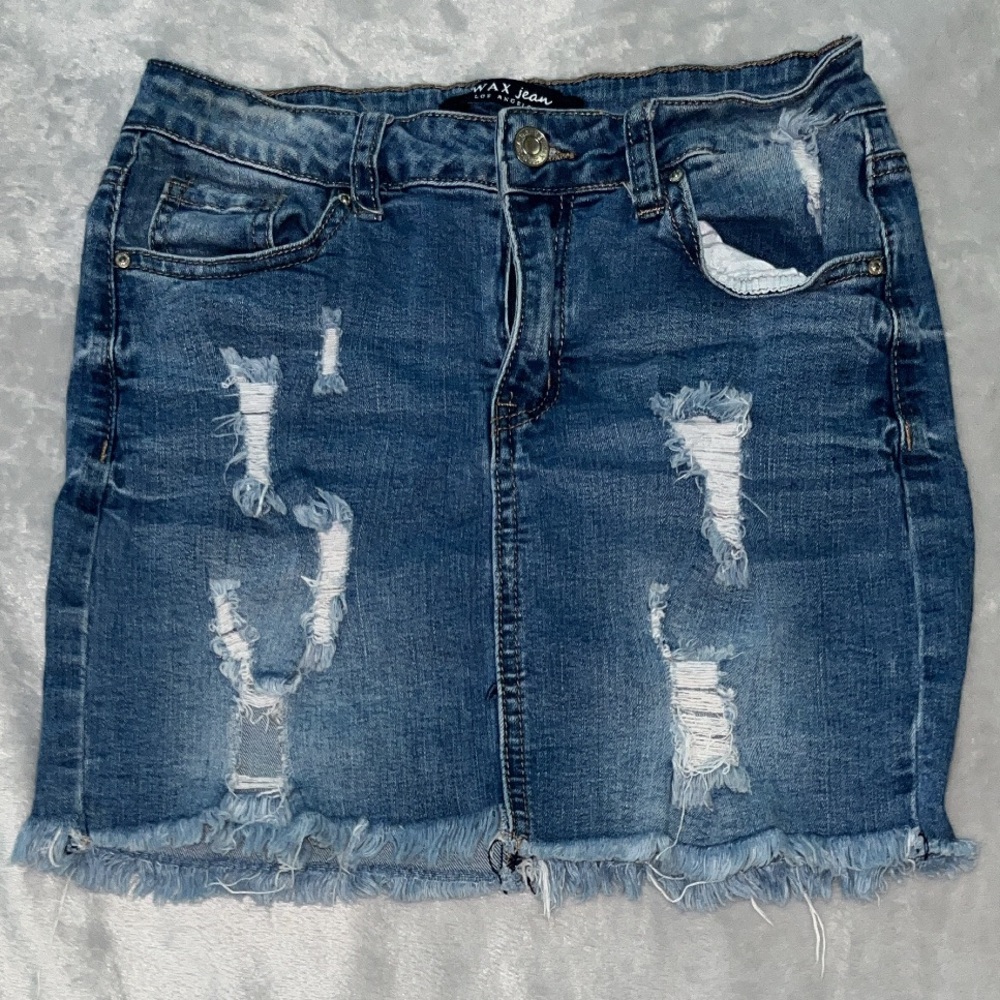 MED WASH HIGH WAISTED SKIRT